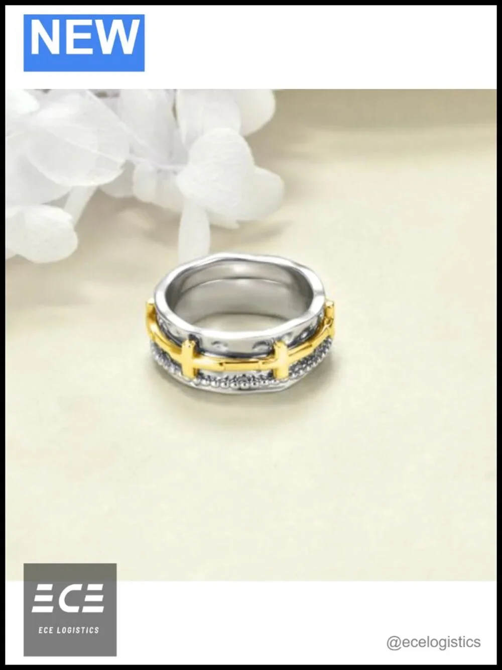 925 Sterling Silver Cross Spinner Ring Size 9 Anxiety Fidget Band